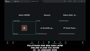 Pelatihan OSS RBA - LKPM Online Via Zoom 22 - 23 Januari 2026