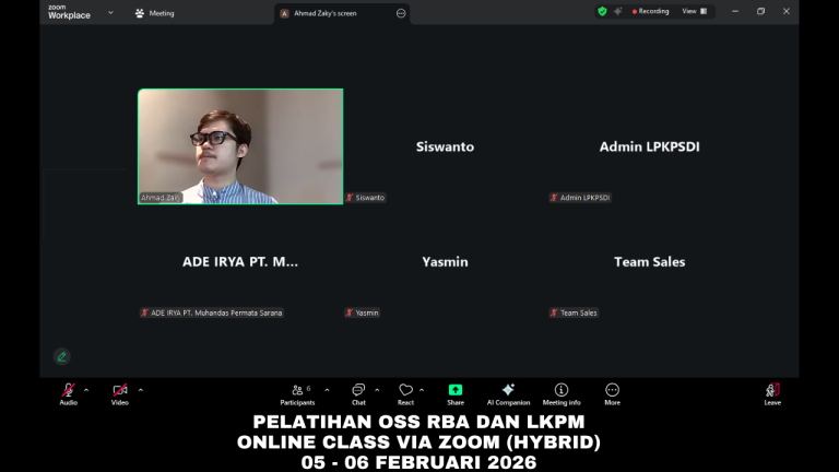 Pelatihan OSS RBA - LKPM Online Via Zoom 05 - 06 Februari 2026